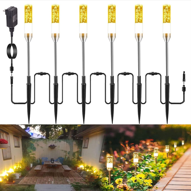 GreenClick LED Pathway Lights, 4.8W 12V AC/DC Low Voltage Path Lights, 570 Lumen 6 Pack Extendable Outdoor Landscape Lighting IP65 Waterproof Garden Lights for Yard Walkway Driveway, 2700K - Image 1